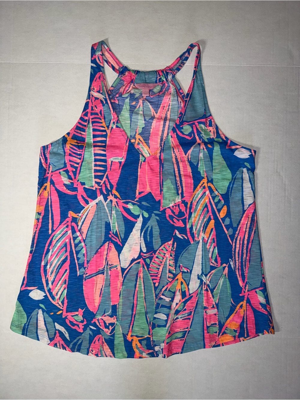 Lilly Pulitzer Blue, Pink & Green Printed Racerback Tank